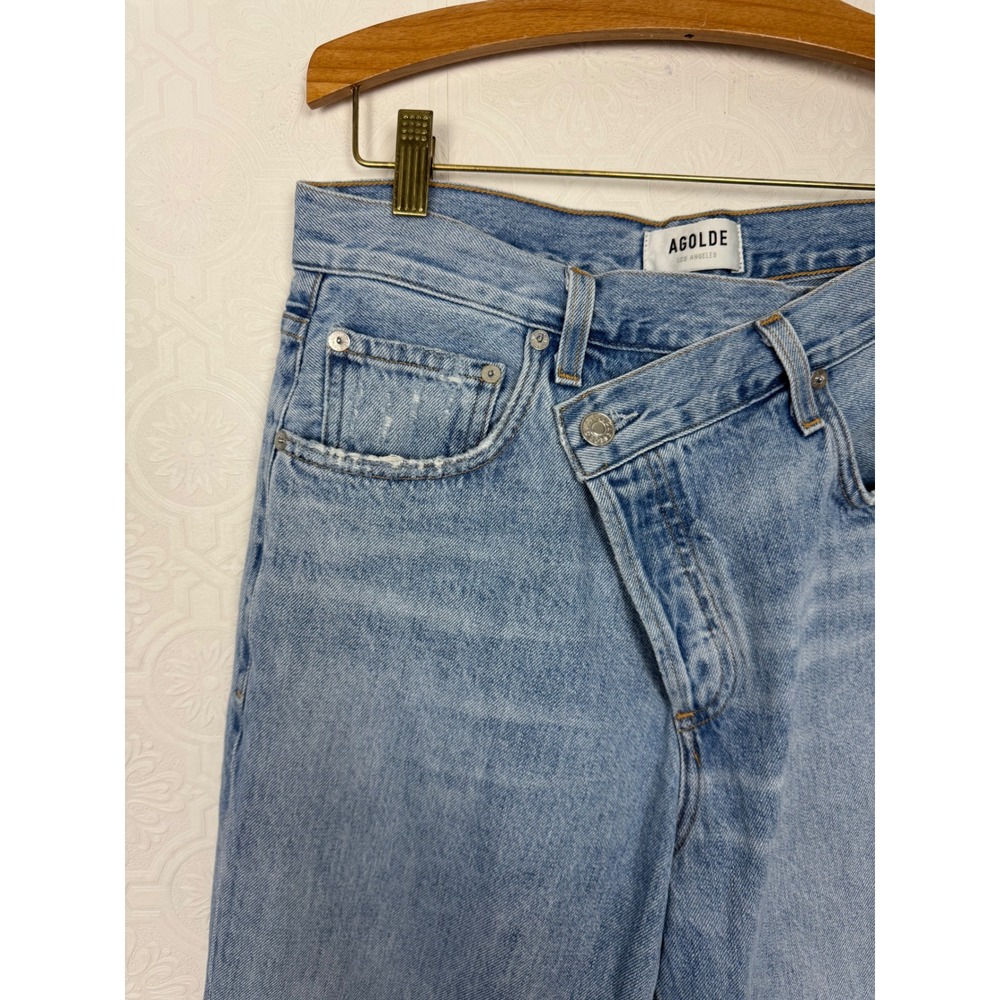 Agolde Criss Cross Upsized Jeans Light Blue Straight Leg Denim A097-983 Size 27 - Picture 7 of 13